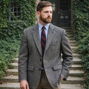 Stafford 38R 100% Wool Herringbone Tweed Blazer Sport Coat Vintage Ivy Preppy